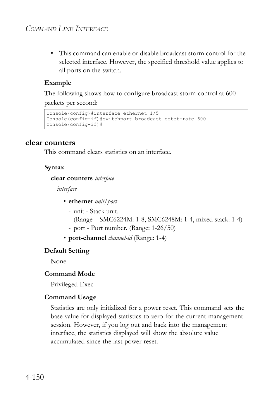 Clear counters, Clear counters -150 | SMC Networks SMC TigerStack IV SMC6224M User Manual | Page 398 / 522