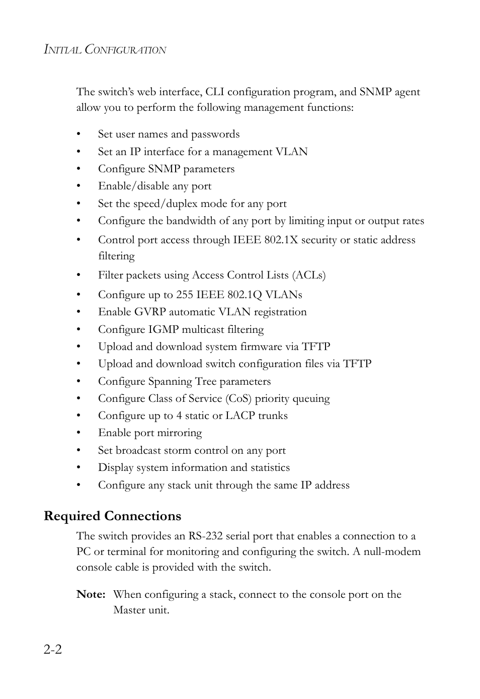 Required connections, Required connections -2 | SMC Networks SMC TigerStack IV SMC6224M User Manual | Page 40 / 522