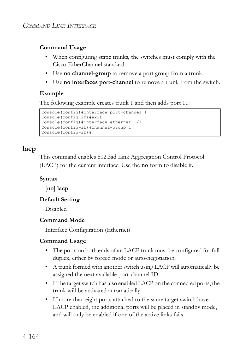 Lacp, Lacp -164 | SMC Networks SMC TigerStack IV SMC6224M User Manual | Page 412 / 522