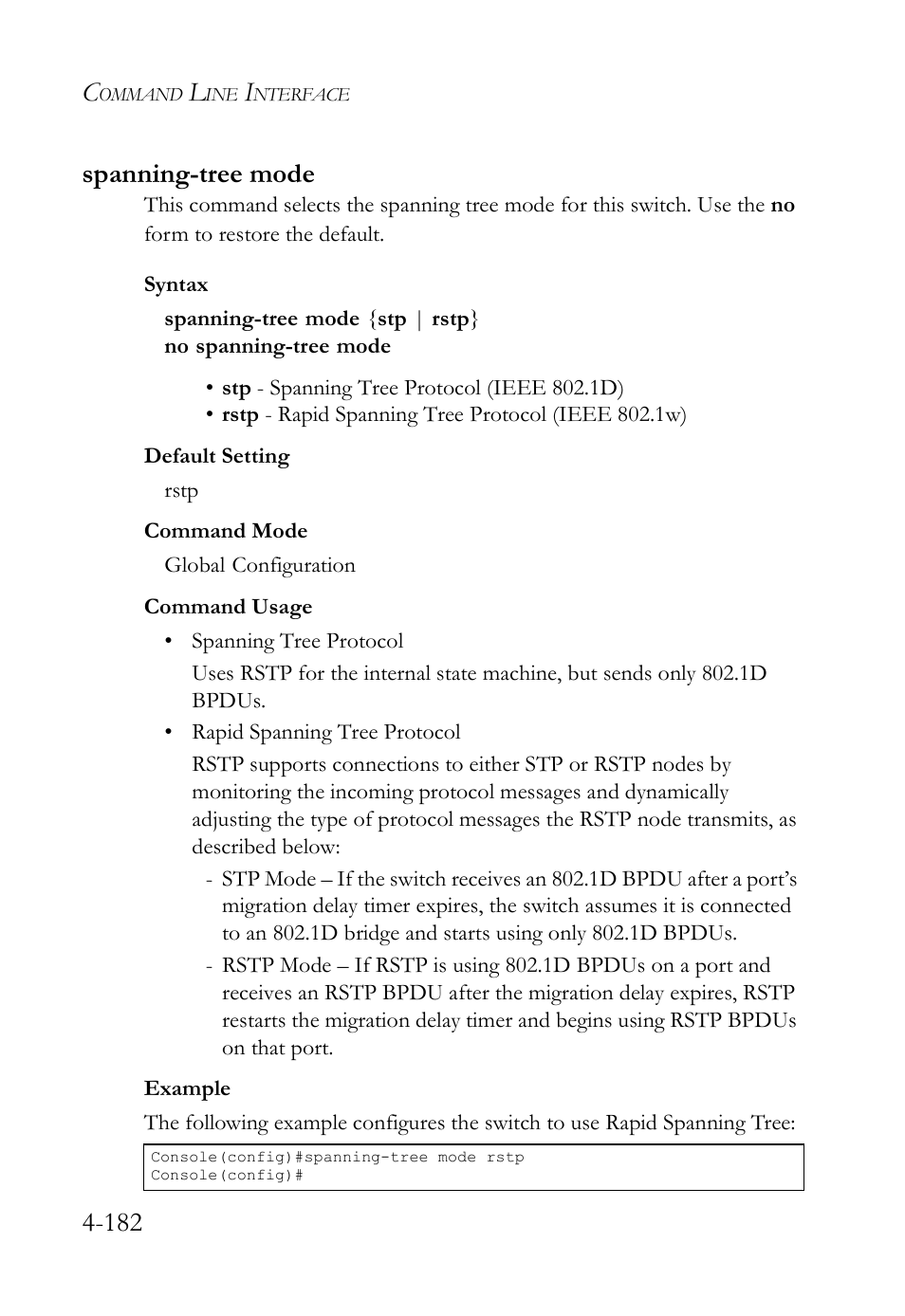 Spanning-tree mode, Spanning-tree mode -182, 182 spanning-tree mode | SMC Networks SMC TigerStack IV SMC6224M User Manual | Page 430 / 522