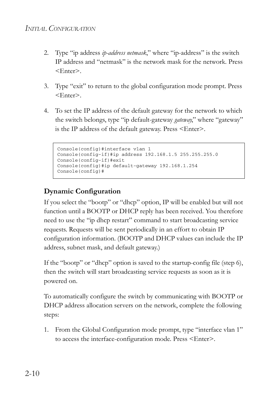 Dynamic configuration, Dynamic configuration -10 | SMC Networks SMC TigerStack IV SMC6224M User Manual | Page 48 / 522