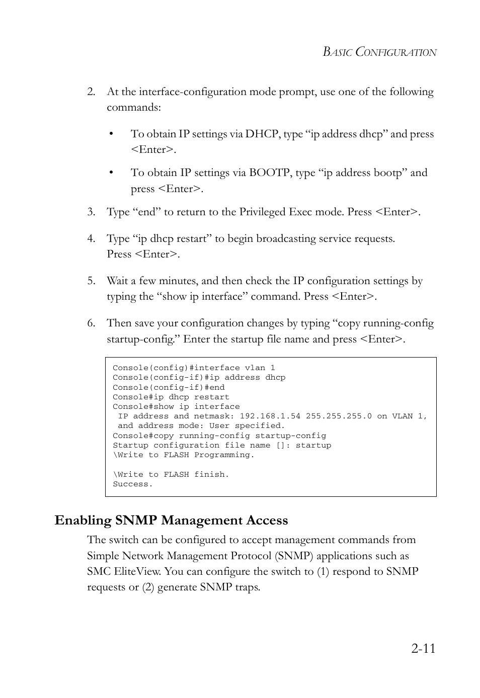 Enabling snmp management access, Enabling snmp management access -11 | SMC Networks SMC TigerStack IV SMC6224M User Manual | Page 49 / 522