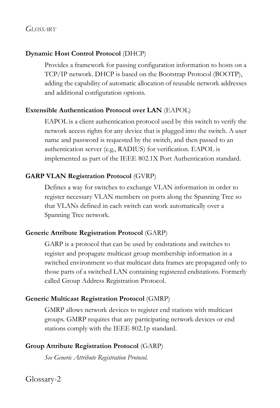 Glossary-2 | SMC Networks SMC TigerStack IV SMC6224M User Manual | Page 510 / 522