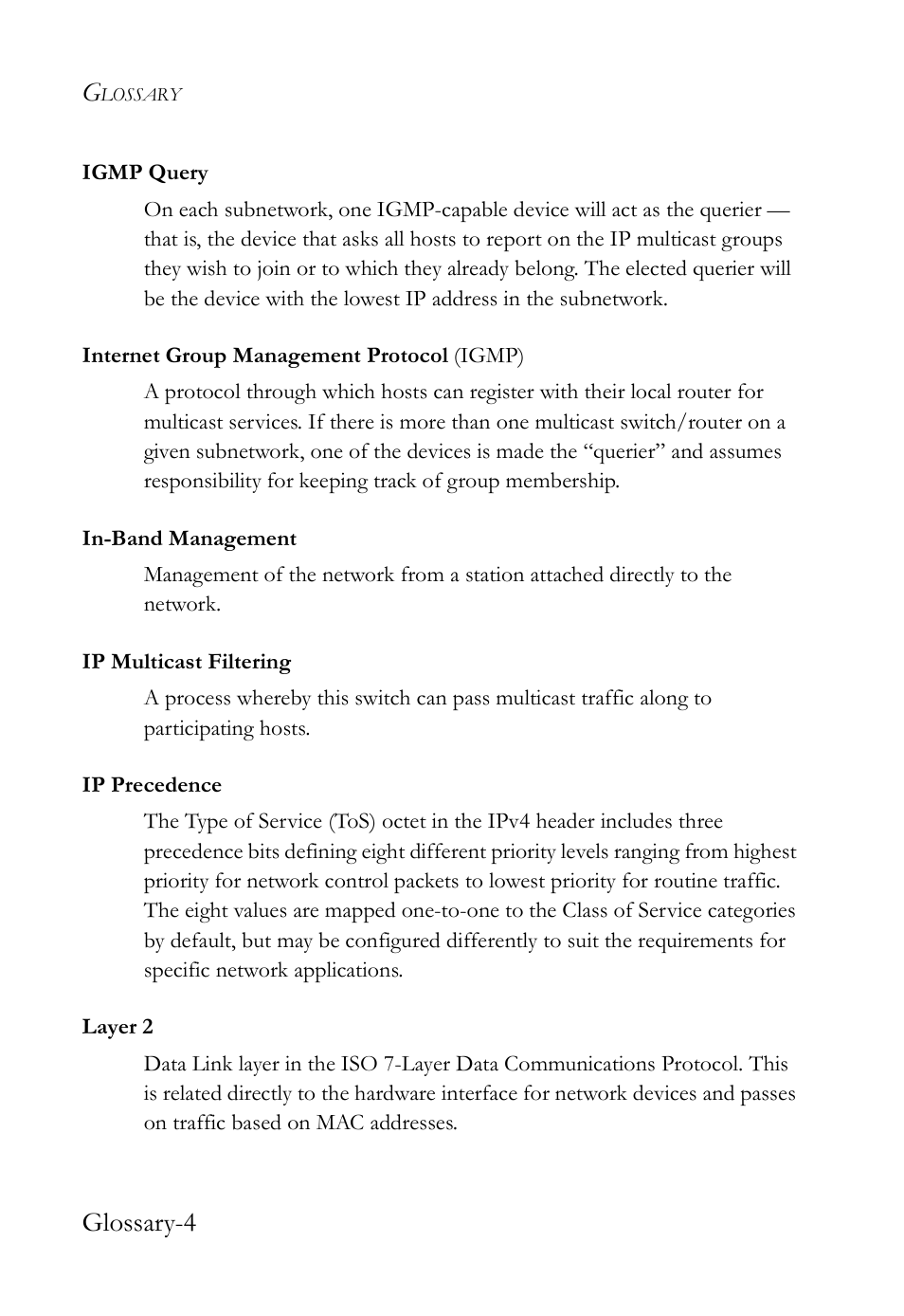 Glossary-4 | SMC Networks SMC TigerStack IV SMC6224M User Manual | Page 512 / 522