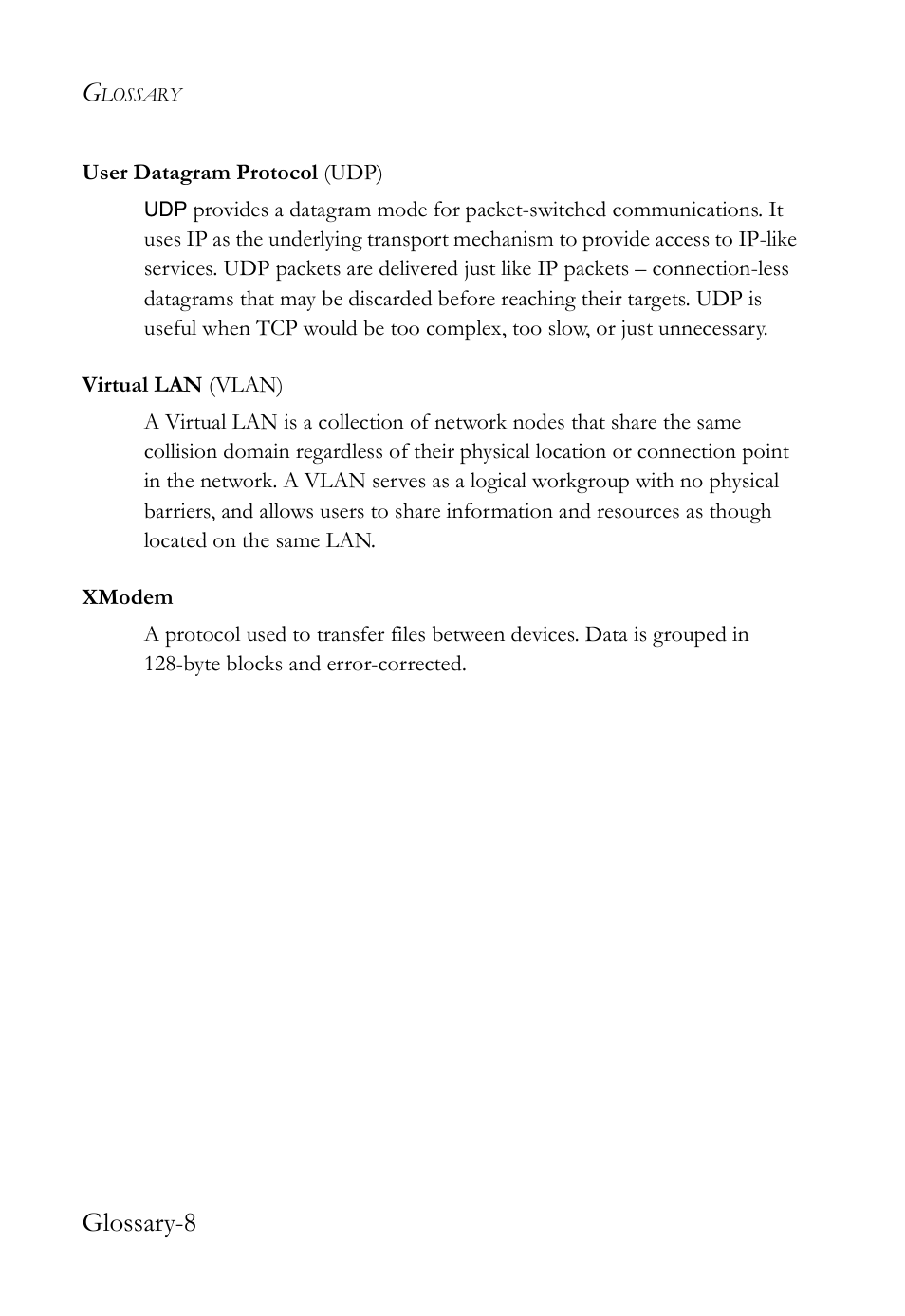 Glossary-8 | SMC Networks SMC TigerStack IV SMC6224M User Manual | Page 516 / 522