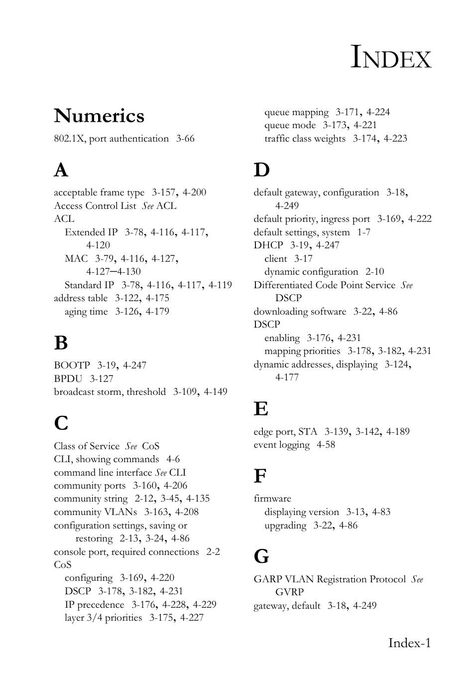Index, Ndex, Numerics | SMC Networks SMC TigerStack IV SMC6224M User Manual | Page 517 / 522