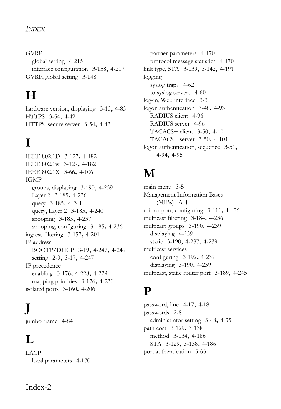 Index-2 | SMC Networks SMC TigerStack IV SMC6224M User Manual | Page 518 / 522