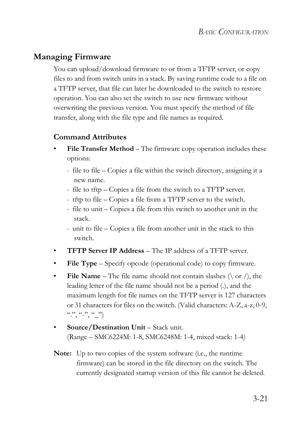 Managing firmware, Managing firmware -21, 21 managing firmware | SMC Networks SMC TigerStack IV SMC6224M User Manual | Page 75 / 522