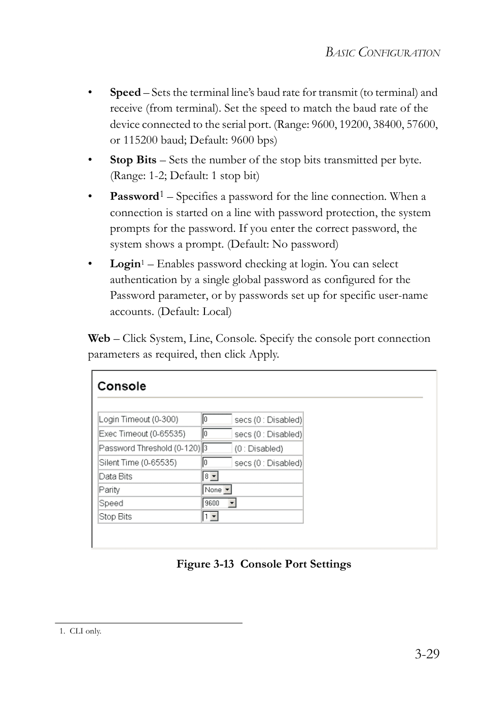 Figure 3-13 console port settings -29 | SMC Networks SMC TigerStack IV SMC6224M User Manual | Page 83 / 522