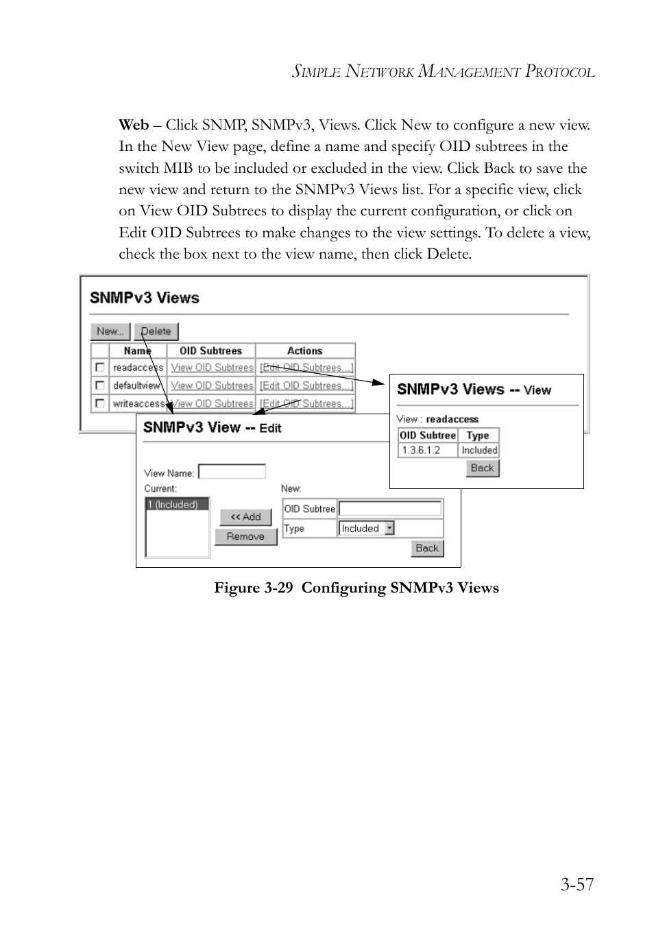 Figure 3-29 configuring snmpv3 views -57 | SMC Networks SMC TigerStack 1000 SMC8748M User Manual | Page 113 / 592