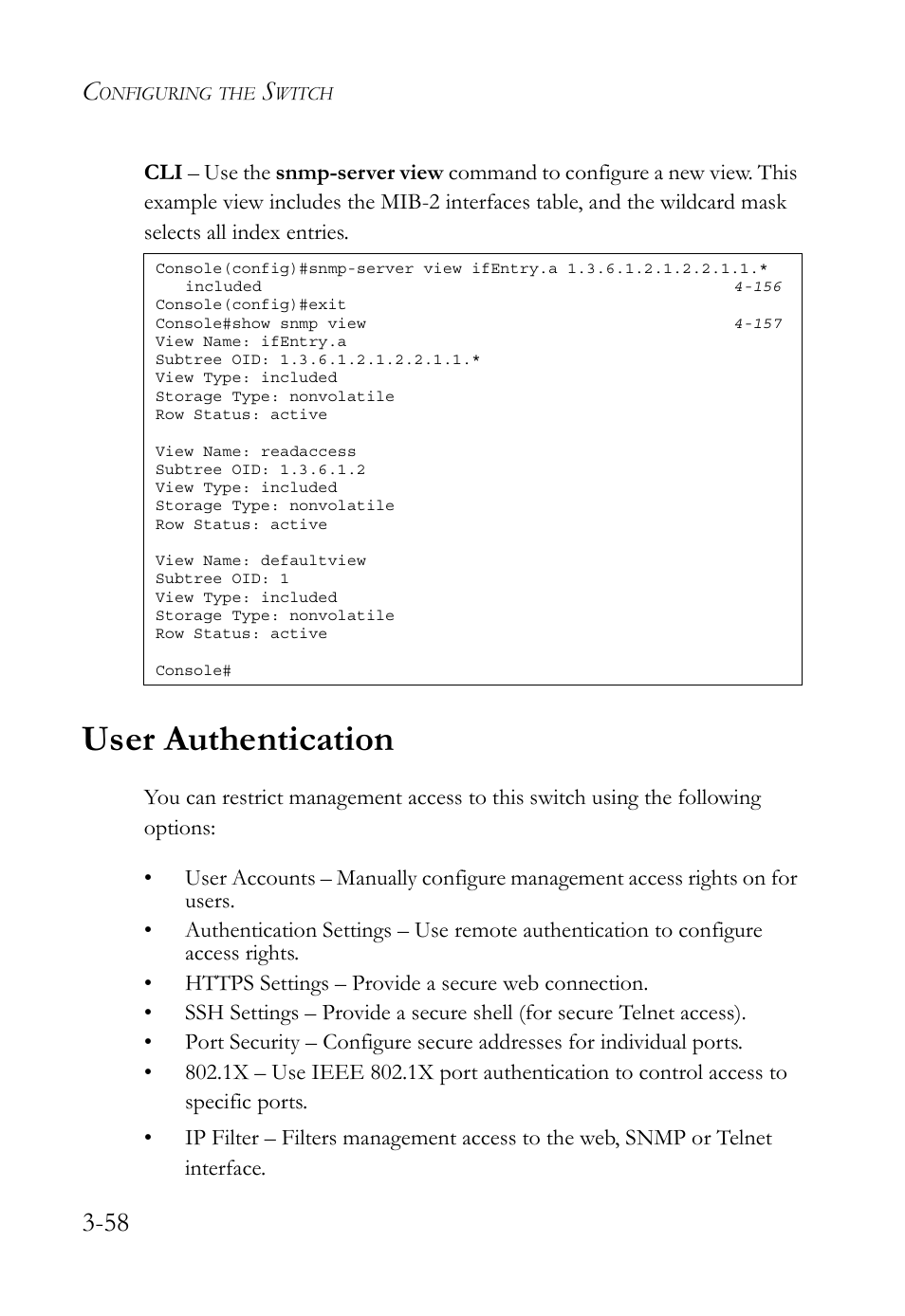 User authentication, User authentication -58 | SMC Networks SMC TigerStack 1000 SMC8748M User Manual | Page 114 / 592