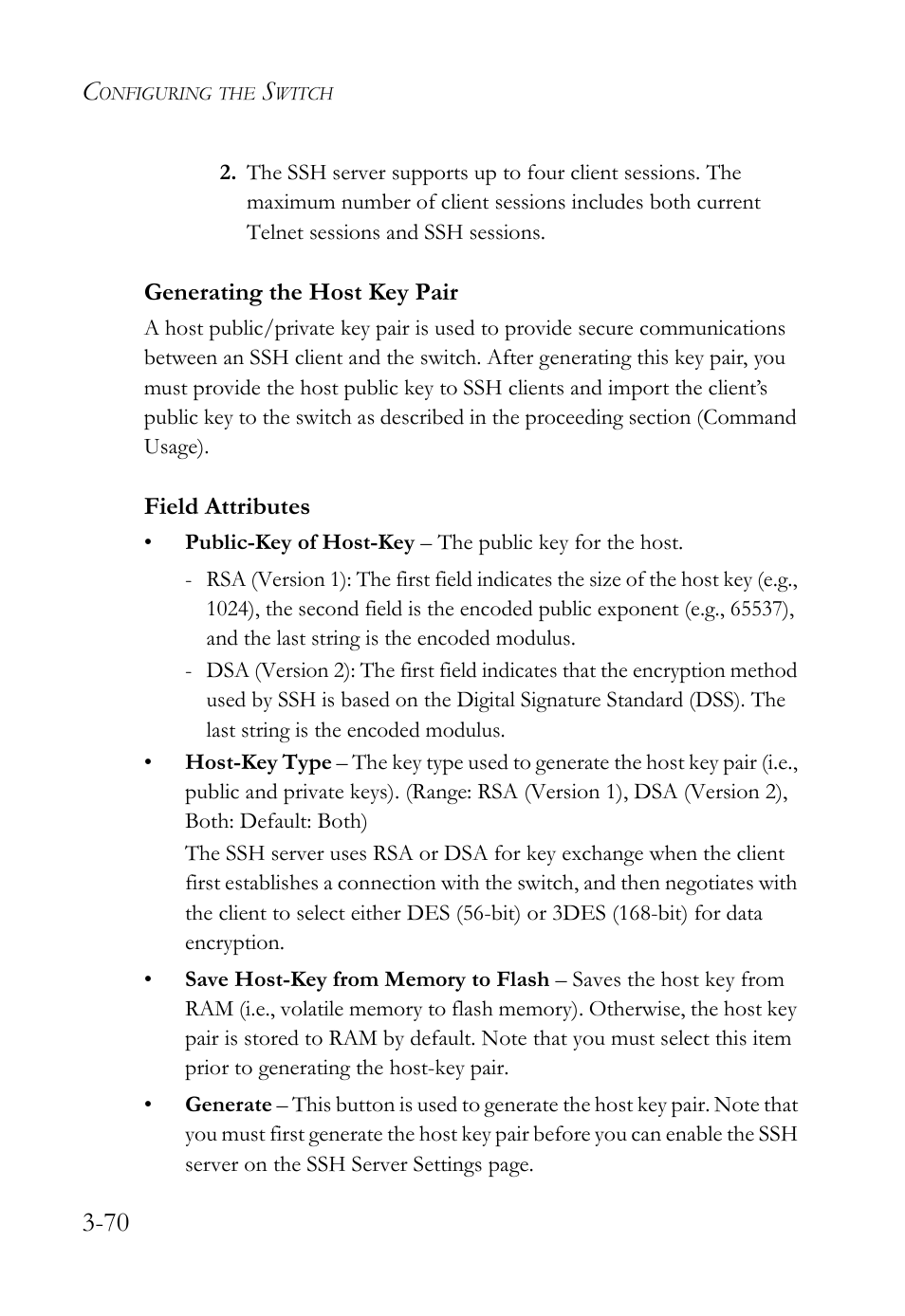 Generating the host key pair, Generating the host key pair -70 | SMC Networks SMC TigerStack 1000 SMC8748M User Manual | Page 126 / 592
