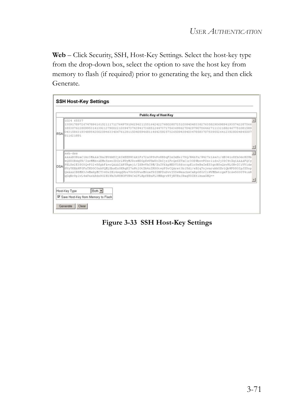 Figure 3-33 ssh host-key settings -71 | SMC Networks SMC TigerStack 1000 SMC8748M User Manual | Page 127 / 592