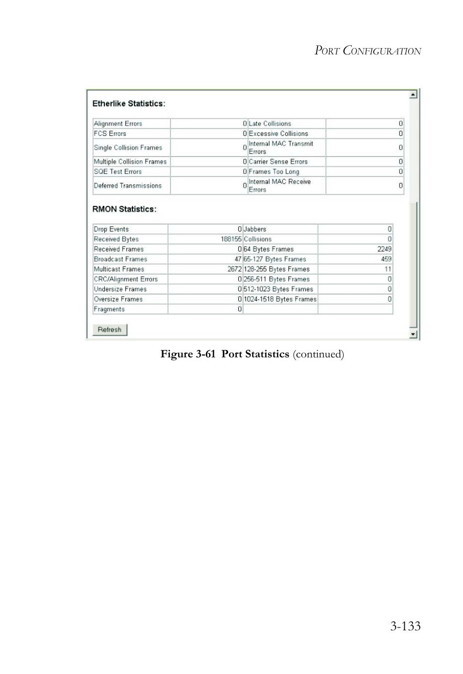 Figure 3-61 port statistics (continued) -133 | SMC Networks SMC TigerStack 1000 SMC8748M User Manual | Page 189 / 592