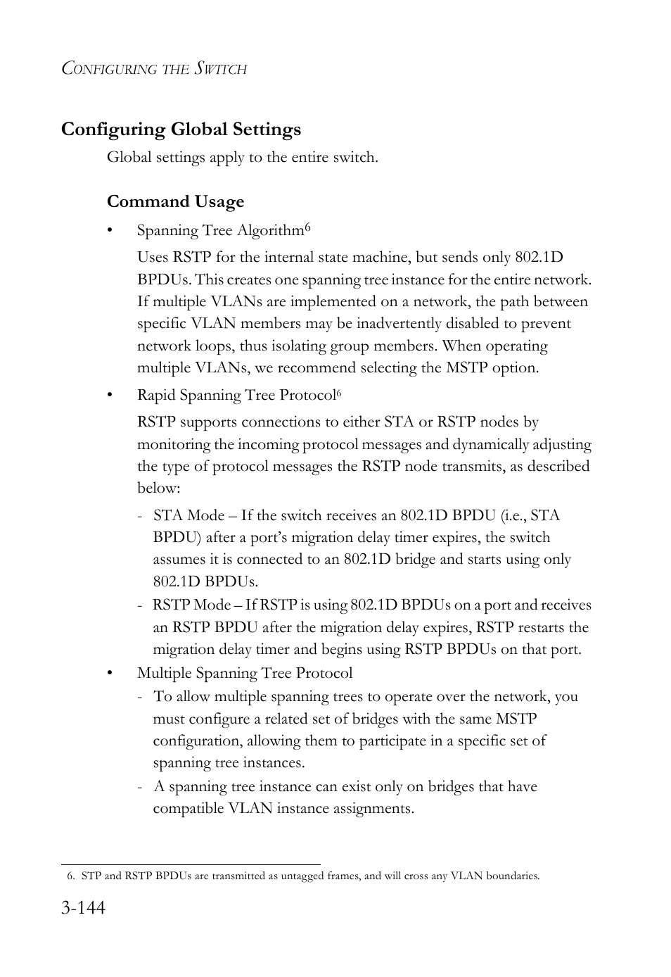 Configuring global settings, Configuring global settings -144, 144 configuring global settings | SMC Networks SMC TigerStack 1000 SMC8748M User Manual | Page 200 / 592