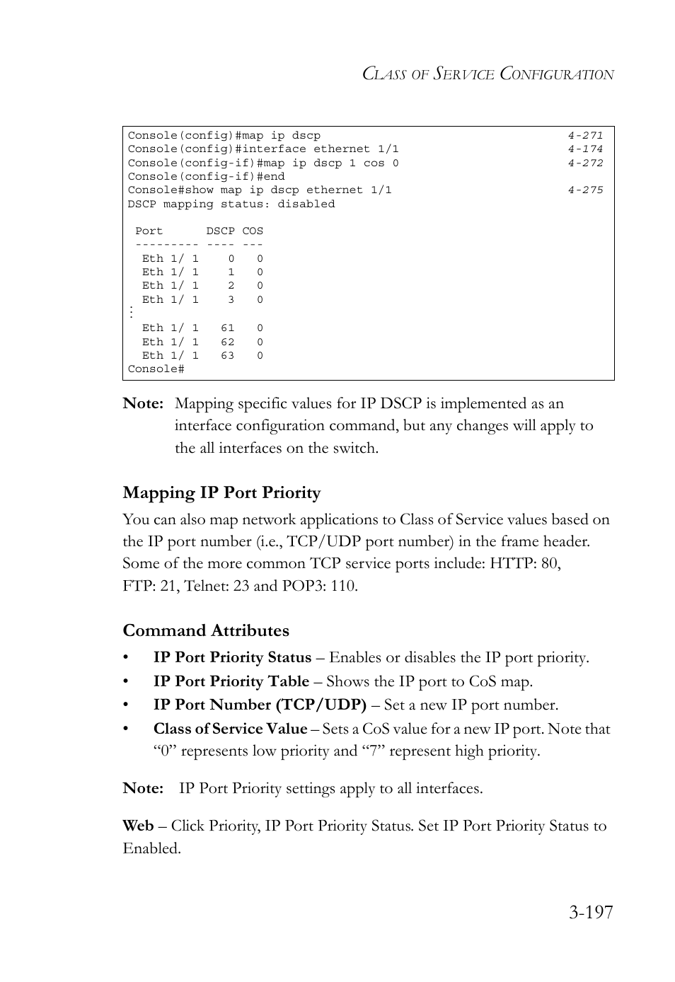 Mapping ip port priority, Mapping ip port priority -197, Command attributes | SMC Networks SMC TigerStack 1000 SMC8748M User Manual | Page 253 / 592