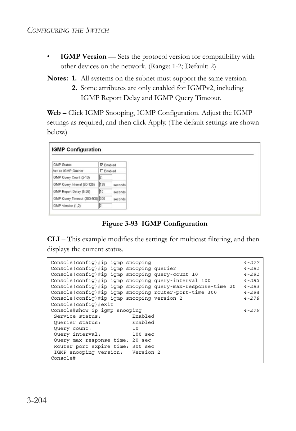 Figure 3-93 igmp configuration -204 | SMC Networks SMC TigerStack 1000 SMC8748M User Manual | Page 260 / 592