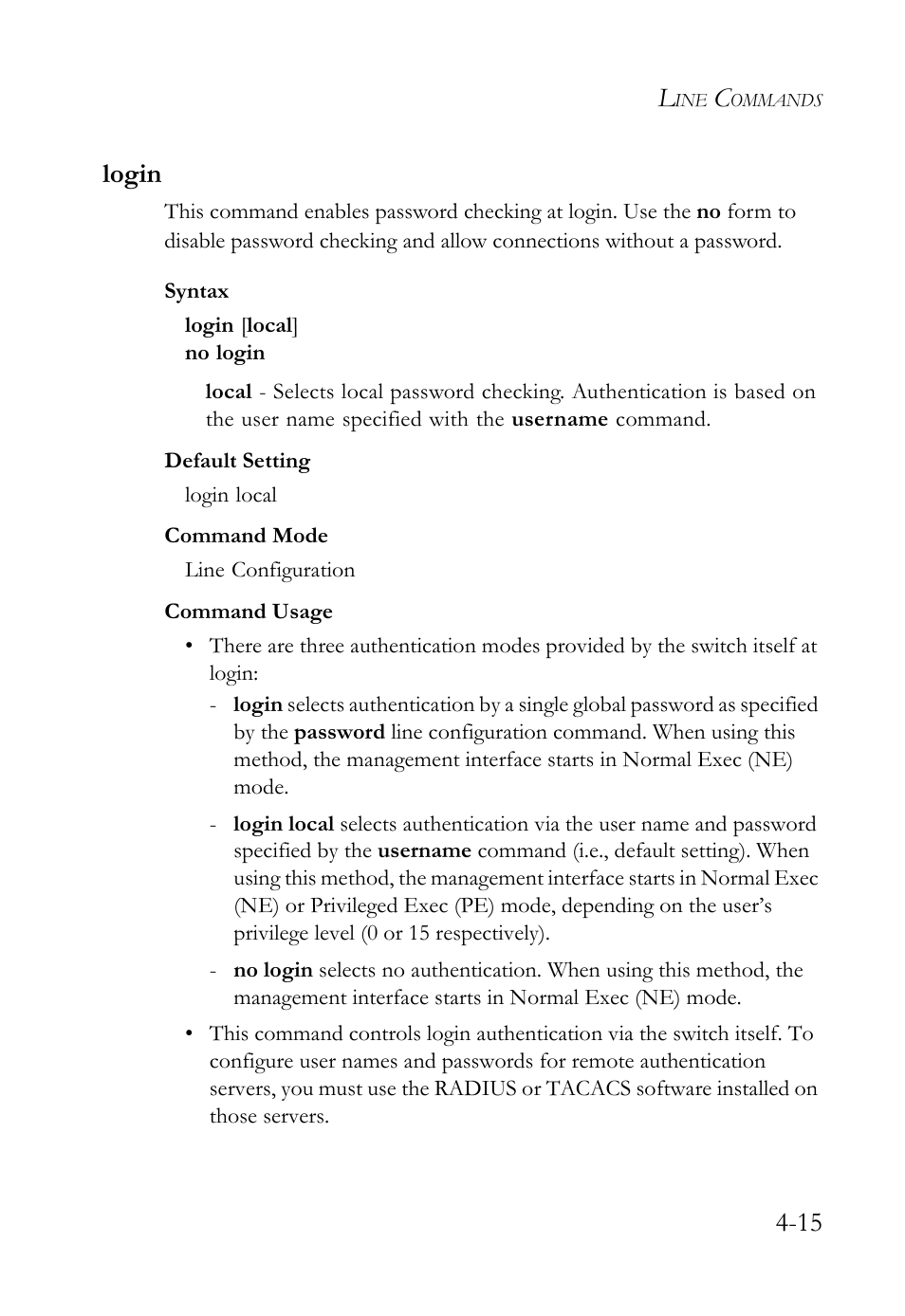 Login, Login -15, 15 login | SMC Networks SMC TigerStack 1000 SMC8748M User Manual | Page 287 / 592