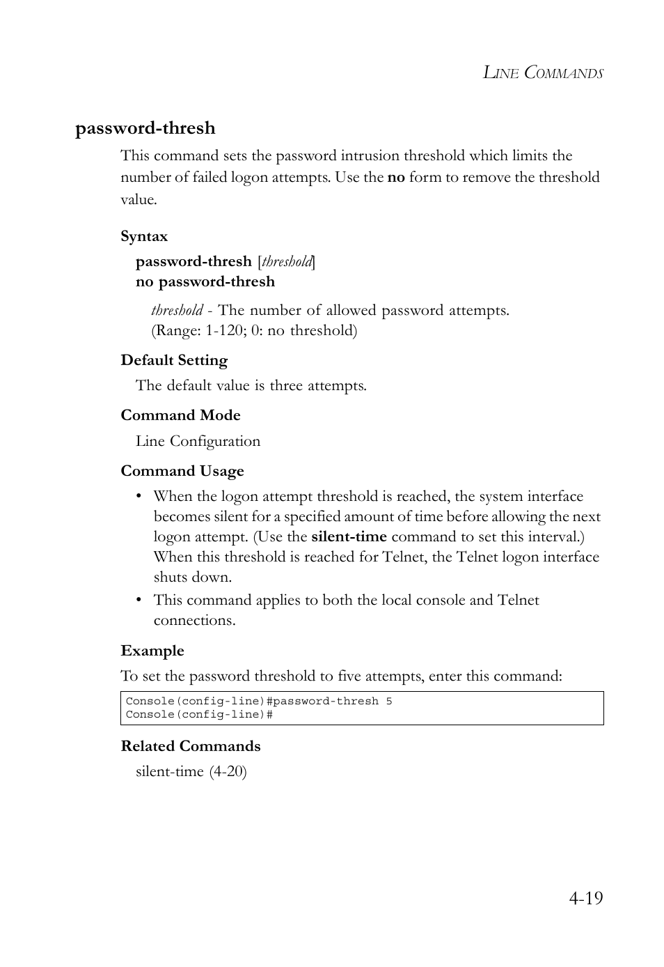 Password-thresh, Password-thresh -19, 19 password-thresh | SMC Networks SMC TigerStack 1000 SMC8748M User Manual | Page 291 / 592