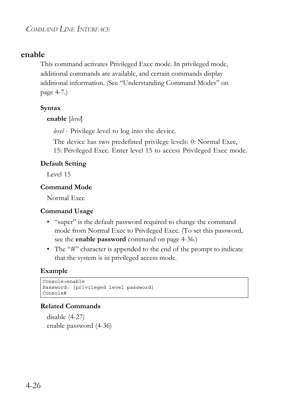 Enable, Enable -26, 26 enable | SMC Networks SMC TigerStack 1000 SMC8748M User Manual | Page 298 / 592