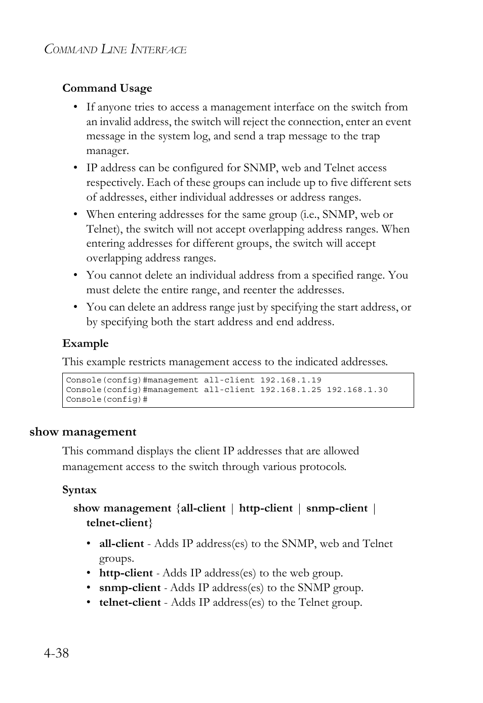 Show management, Show management -38 | SMC Networks SMC TigerStack 1000 SMC8748M User Manual | Page 310 / 592