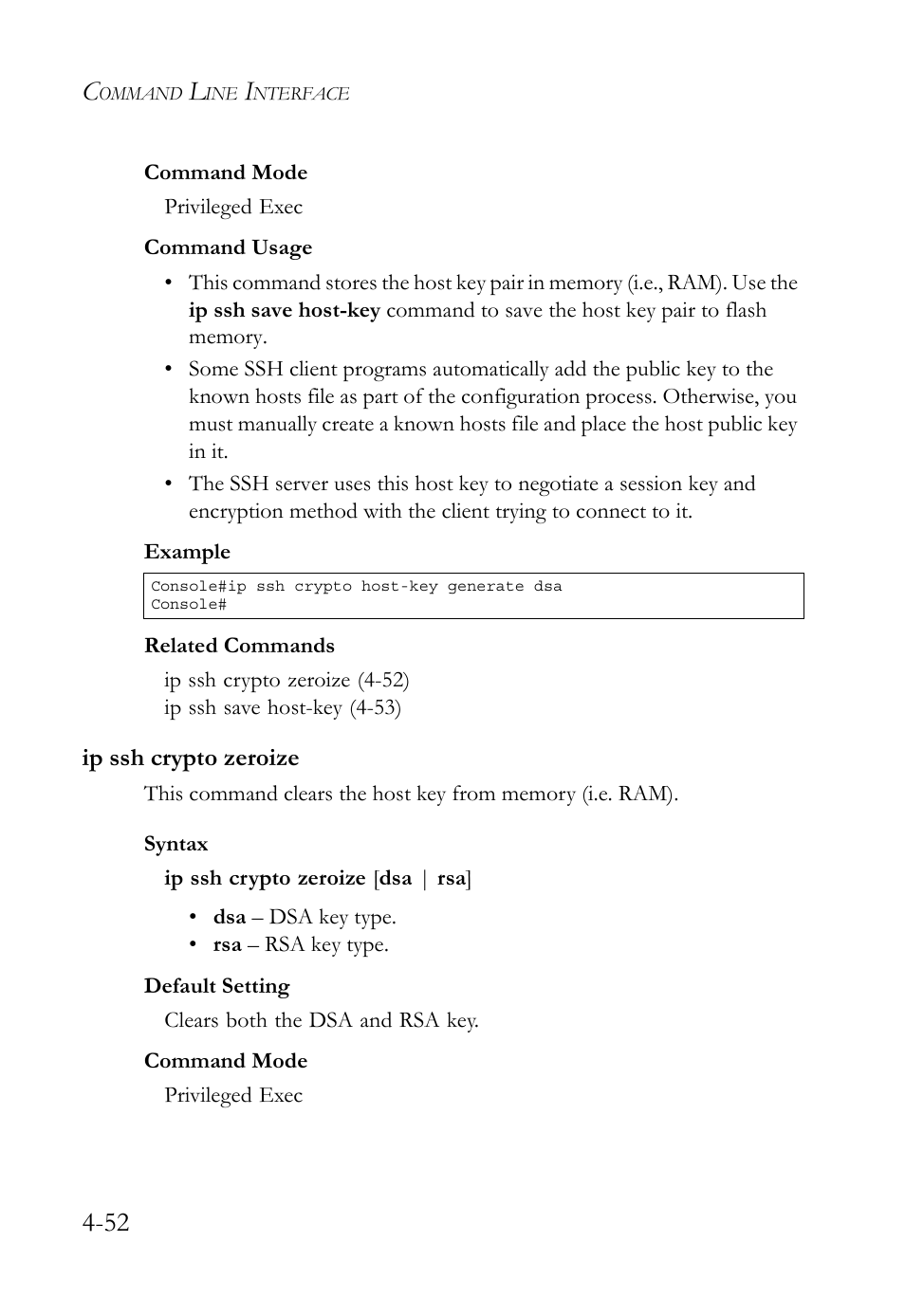 Ip ssh crypto zeroize, Ip ssh crypto zeroize -52 | SMC Networks SMC TigerStack 1000 SMC8748M User Manual | Page 324 / 592