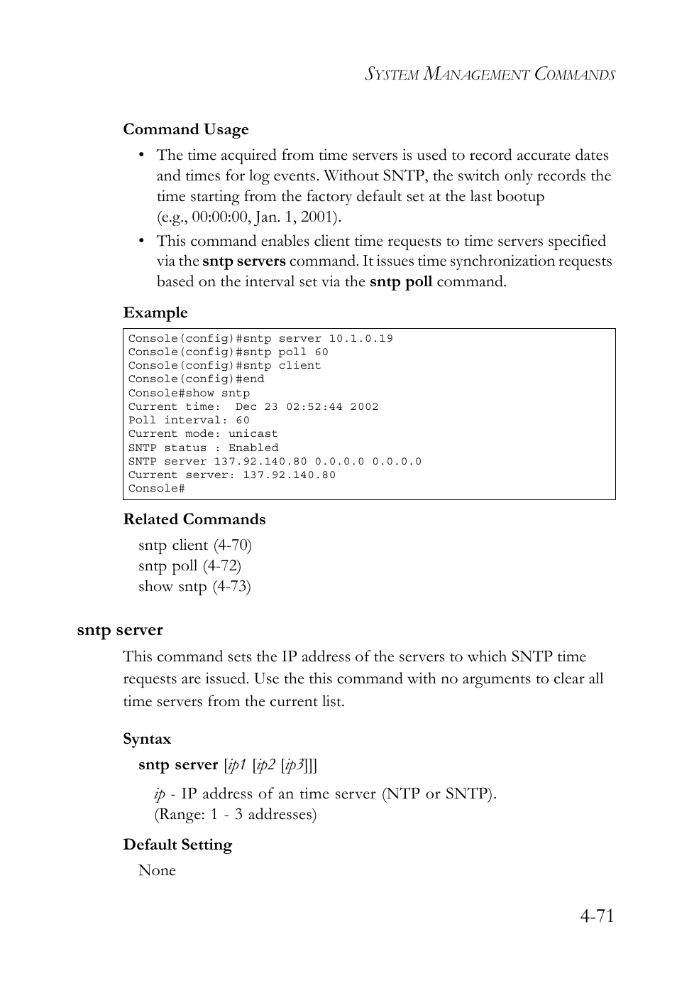 Sntp server, Sntp server -71 | SMC Networks SMC TigerStack 1000 SMC8748M User Manual | Page 343 / 592