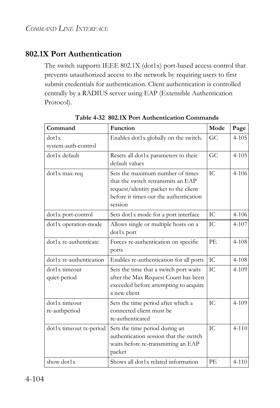 1x port authentication, 1x port authentication -104 | SMC Networks SMC TigerStack 1000 SMC8748M User Manual | Page 376 / 592