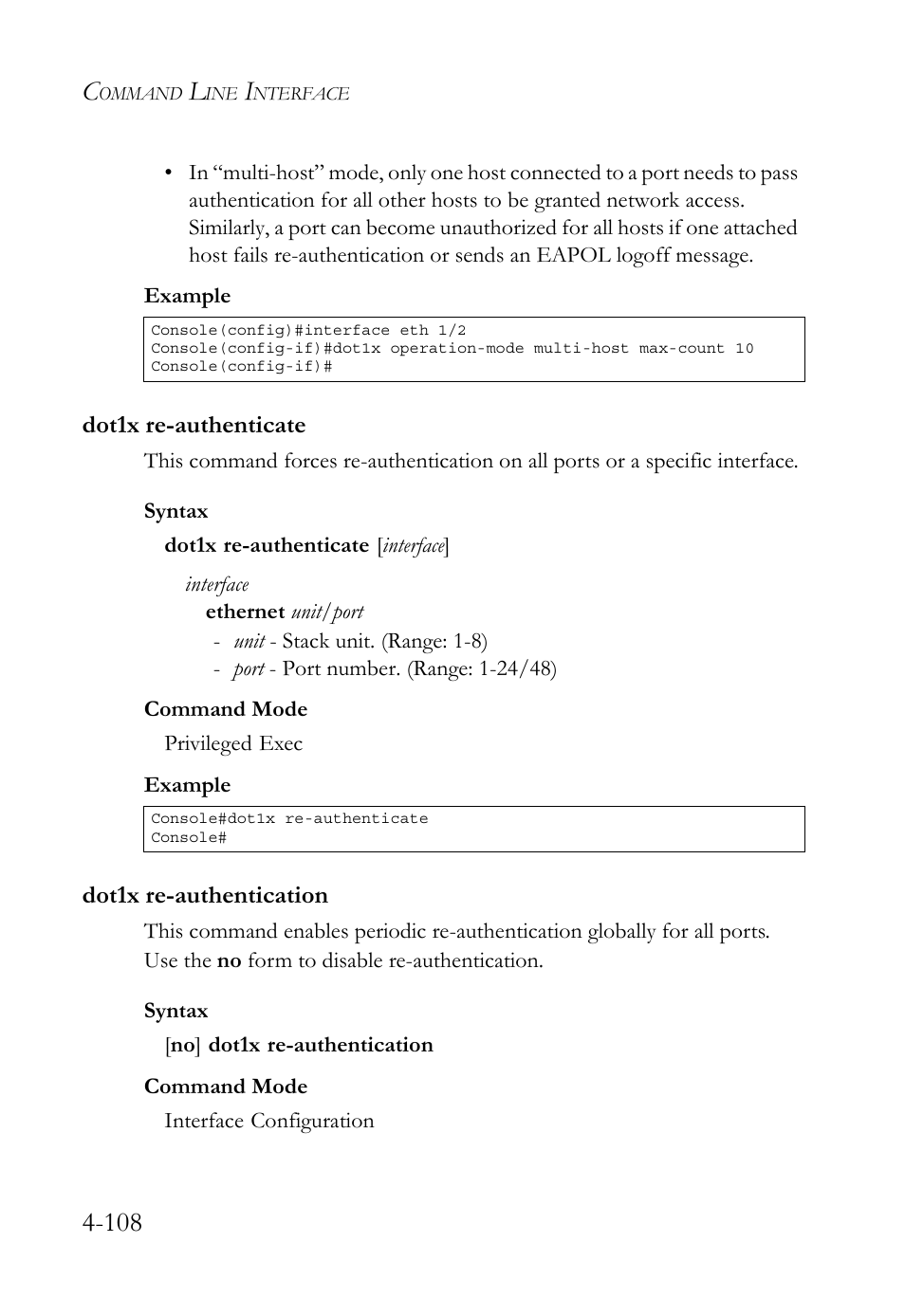 Dot1x re-authenticate, Dot1x re-authentication | SMC Networks SMC TigerStack 1000 SMC8748M User Manual | Page 380 / 592