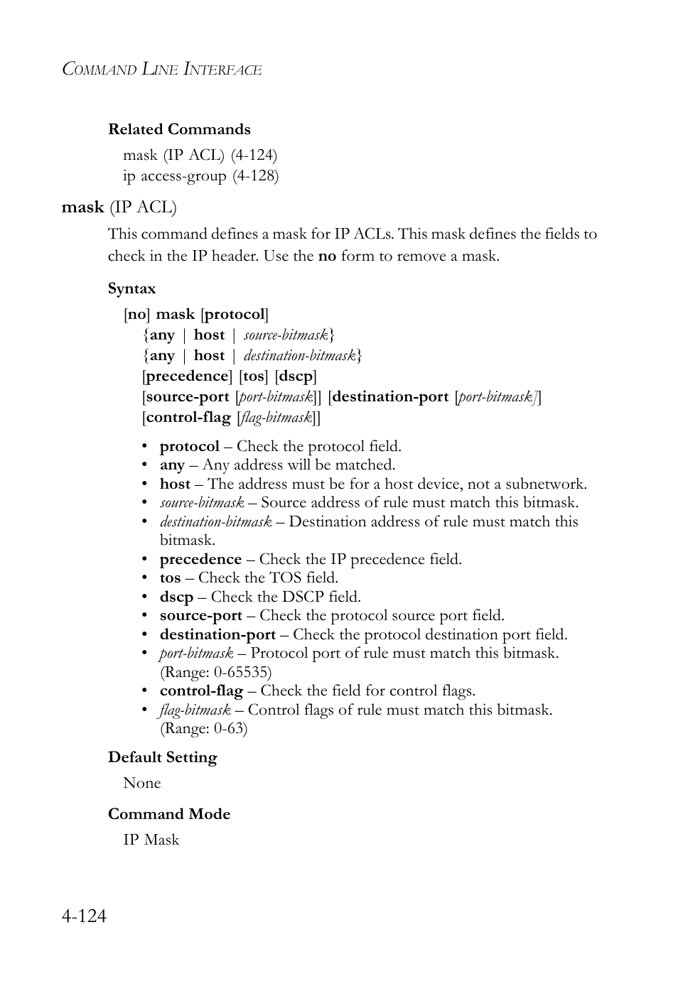 Mask (ip acl), Mask (ip acl) -124 | SMC Networks SMC TigerStack 1000 SMC8748M User Manual | Page 396 / 592