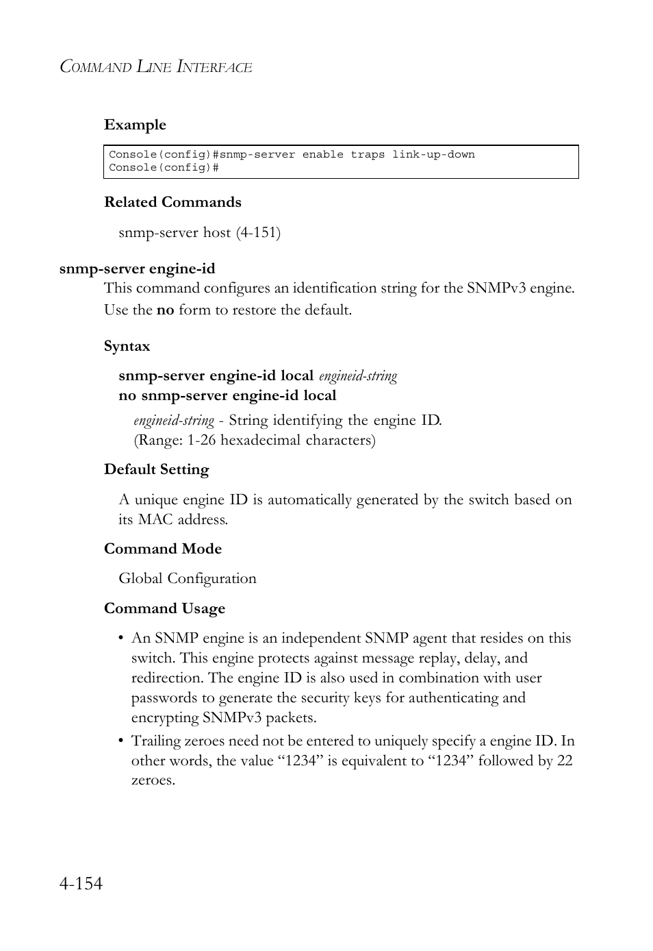 Snmp-server engine-id, Snmp-server engine-id -154 | SMC Networks SMC TigerStack 1000 SMC8748M User Manual | Page 426 / 592