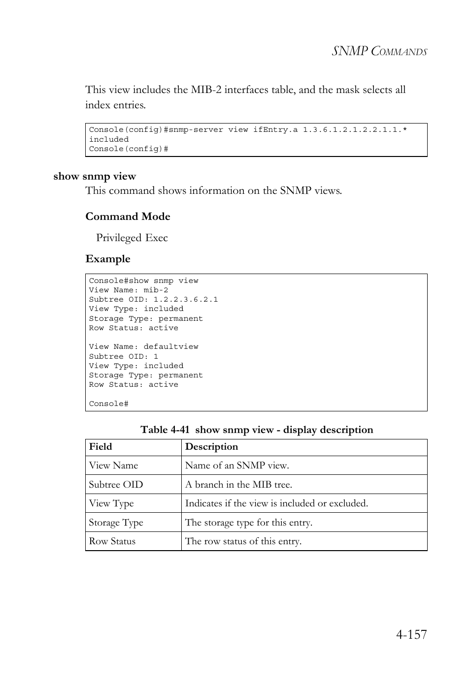 Show snmp view, Show snmp view -157, Snmp c | SMC Networks SMC TigerStack 1000 SMC8748M User Manual | Page 429 / 592