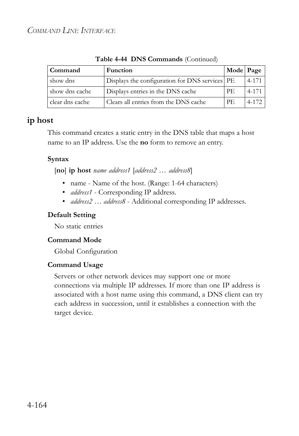 Ip host, Ip host -164, 164 ip host | SMC Networks SMC TigerStack 1000 SMC8748M User Manual | Page 436 / 592