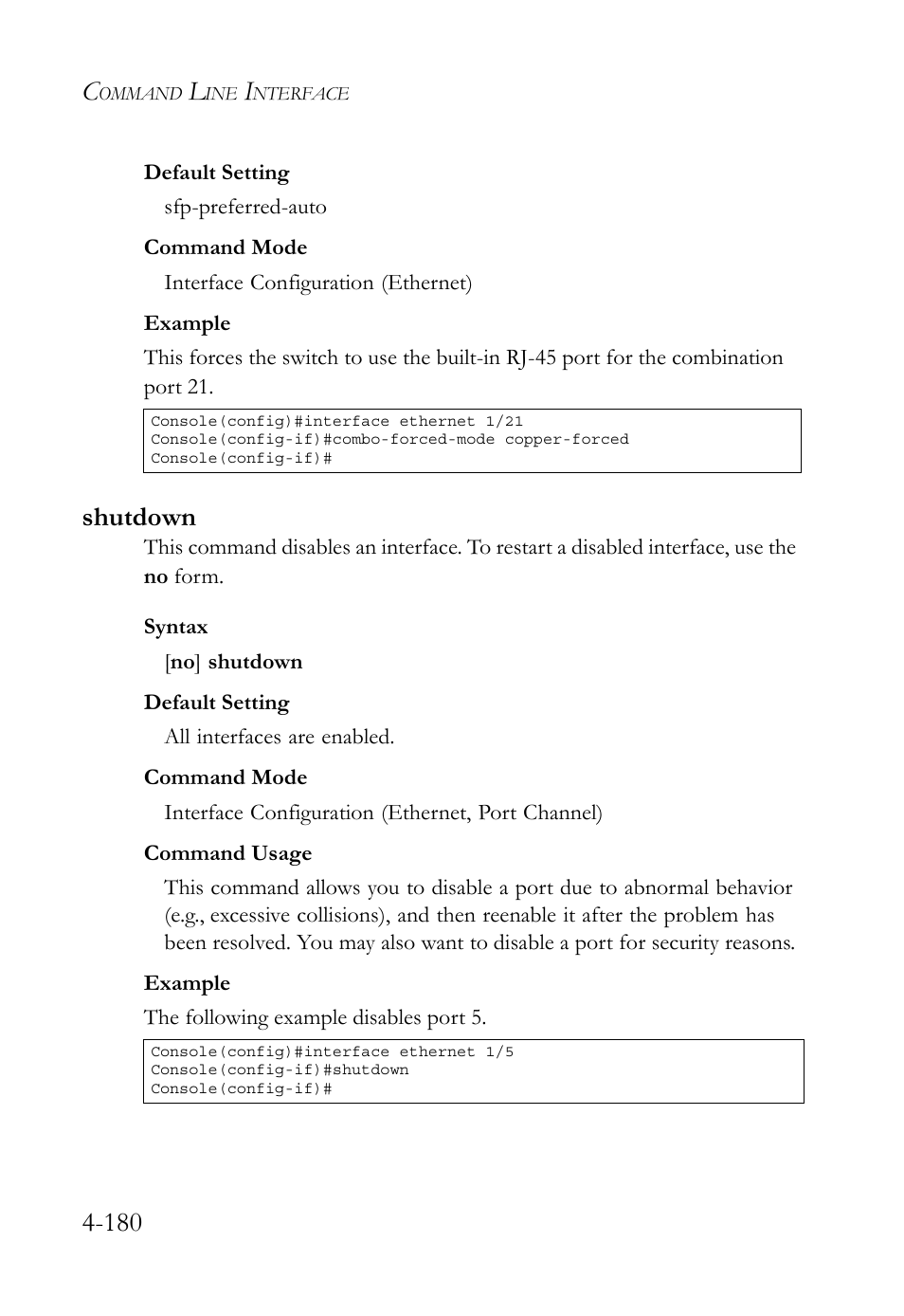 Shutdown, Shutdown -180, Shutdown (4-180) | SMC Networks SMC TigerStack 1000 SMC8748M User Manual | Page 452 / 592