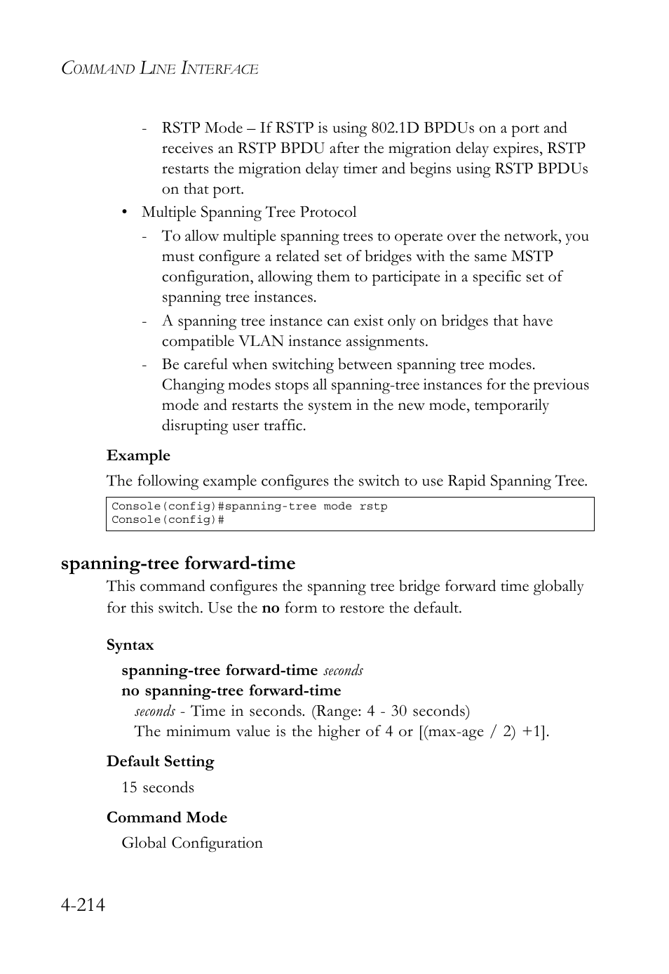Spanning-tree forward-time, Spanning-tree forward-time -214 | SMC Networks SMC TigerStack 1000 SMC8748M User Manual | Page 486 / 592