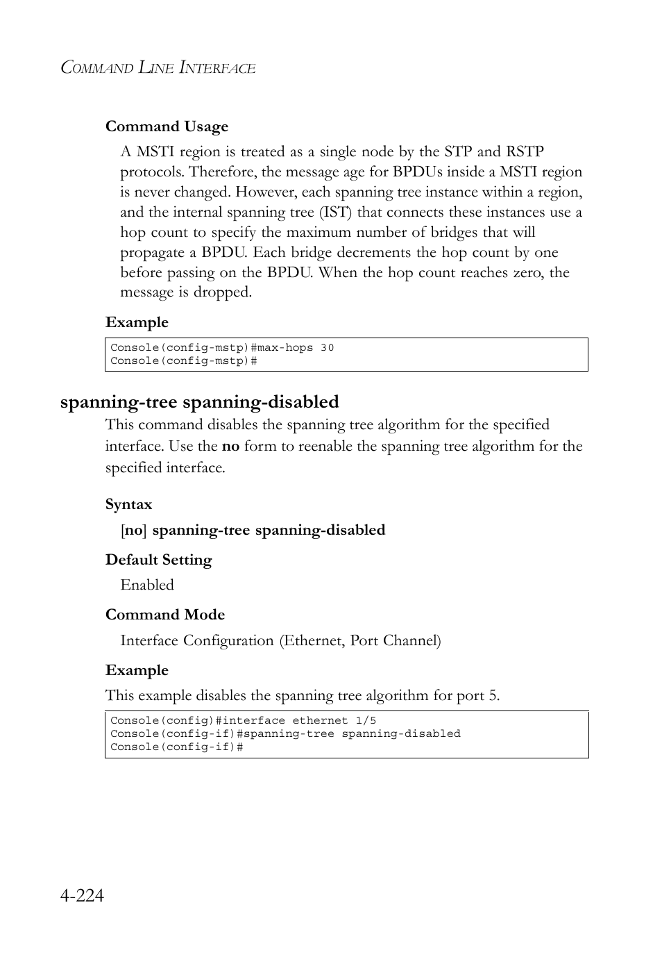 Spanning-tree spanning-disabled, Spanning-tree spanning-disabled -224 | SMC Networks SMC TigerStack 1000 SMC8748M User Manual | Page 496 / 592