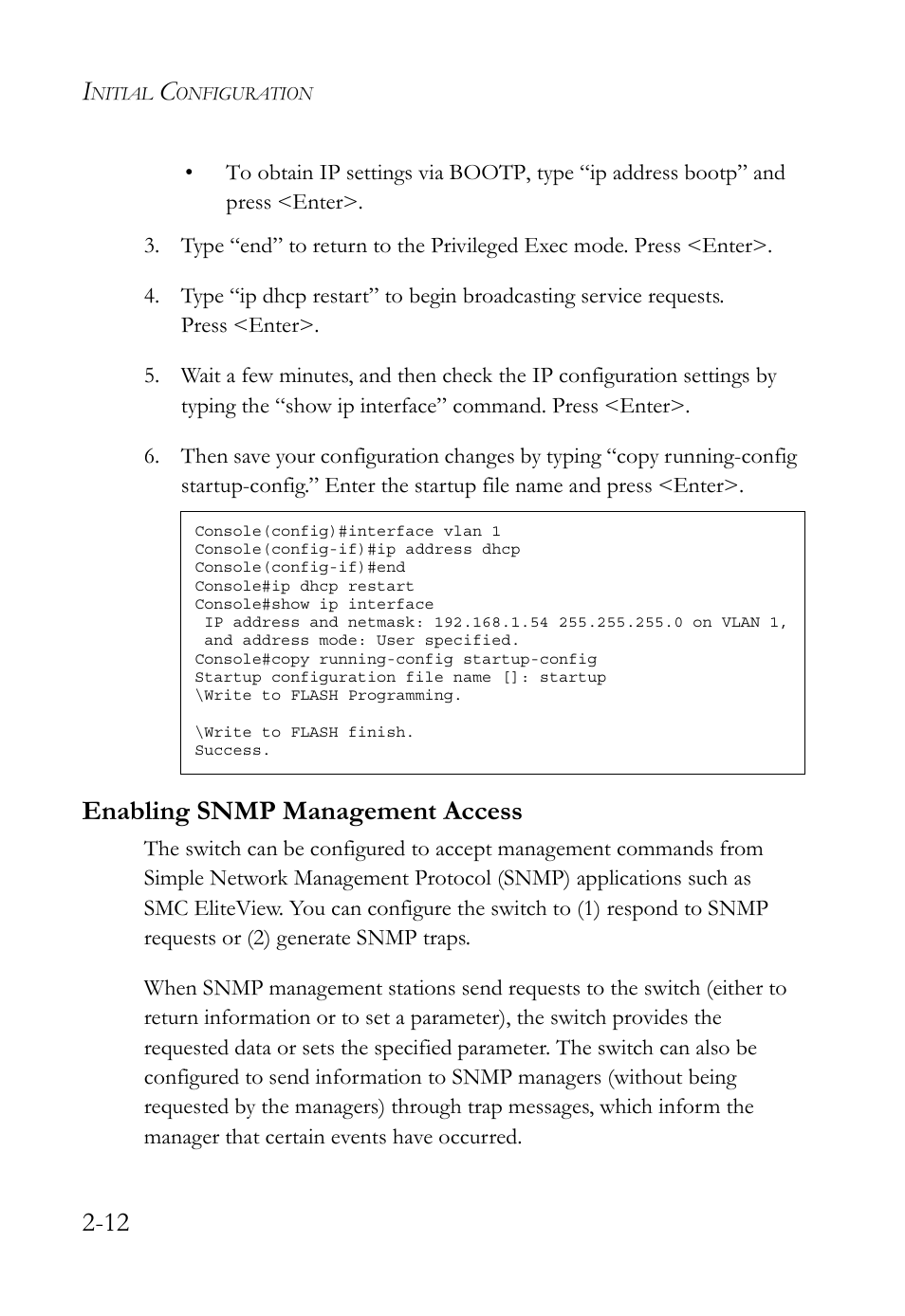 Enabling snmp management access, Enabling snmp management access -12 | SMC Networks SMC TigerStack 1000 SMC8748M User Manual | Page 50 / 592