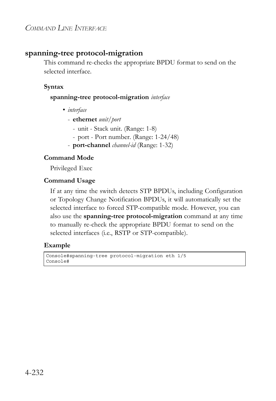 Spanning-tree protocol-migration, Spanning-tree protocol-migration -232, 232 spanning-tree protocol-migration | SMC Networks SMC TigerStack 1000 SMC8748M User Manual | Page 504 / 592