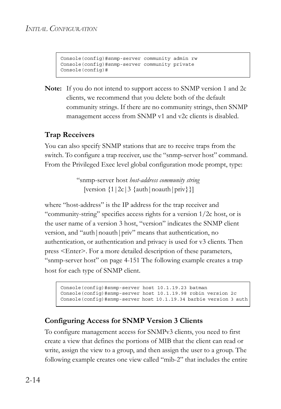 Trap receivers, Configuring access for snmp version 3 clients | SMC Networks SMC TigerStack 1000 SMC8748M User Manual | Page 52 / 592