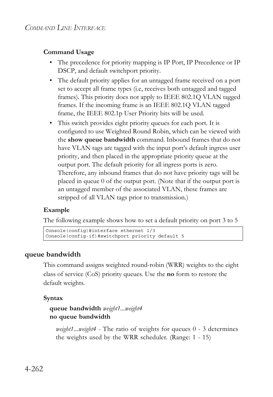 Queue bandwidth, Queue bandwidth -262, Gc 4-262 | SMC Networks SMC TigerStack 1000 SMC8748M User Manual | Page 534 / 592