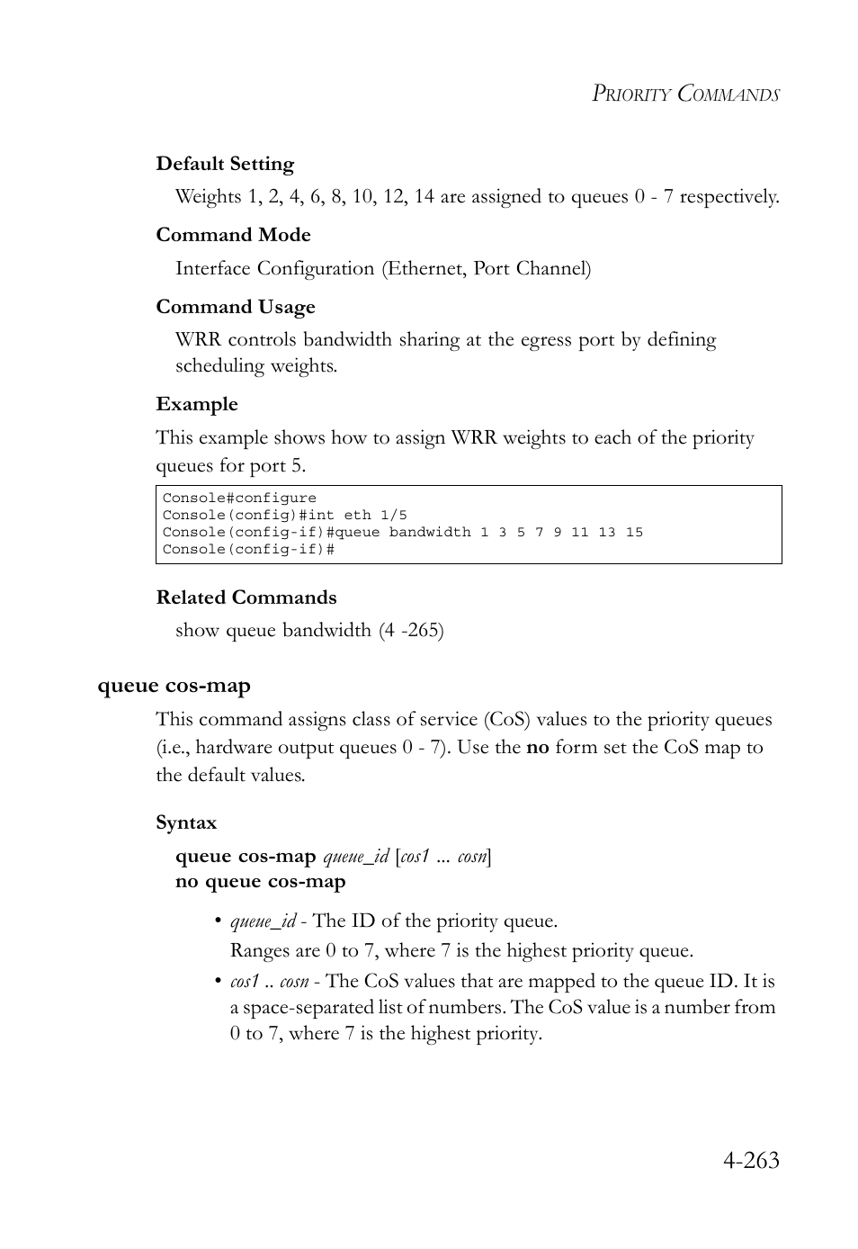 Queue cos-map, Queue cos-map -263, Ic 4-263 | SMC Networks SMC TigerStack 1000 SMC8748M User Manual | Page 535 / 592