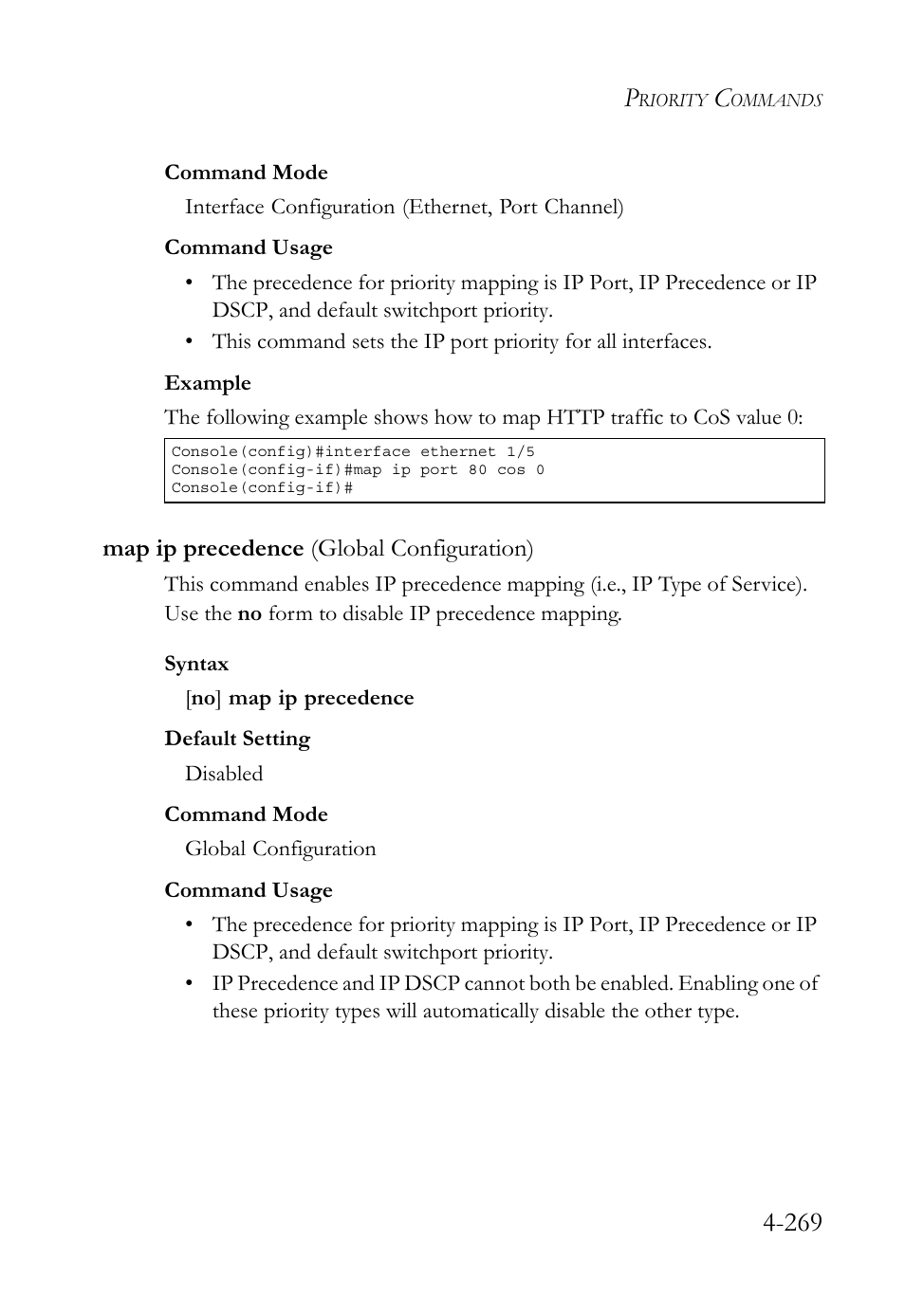 Map ip precedence (global configuration), Map ip precedence (global configuration) -269 | SMC Networks SMC TigerStack 1000 SMC8748M User Manual | Page 541 / 592