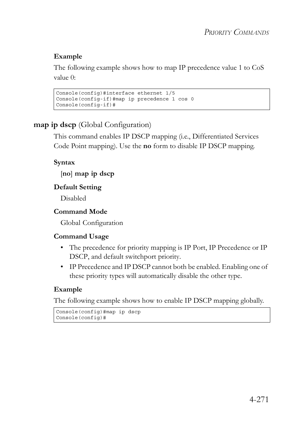 Map ip dscp (global configuration), Map ip dscp (global configuration) -271 | SMC Networks SMC TigerStack 1000 SMC8748M User Manual | Page 543 / 592