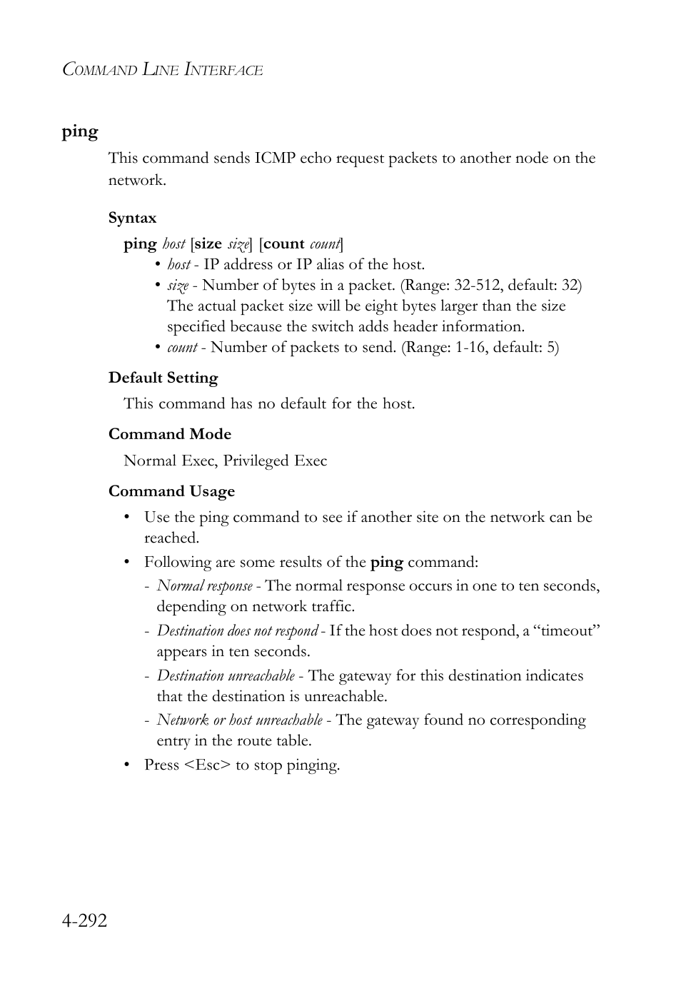 Ping, Ping -292 | SMC Networks SMC TigerStack 1000 SMC8748M User Manual | Page 564 / 592