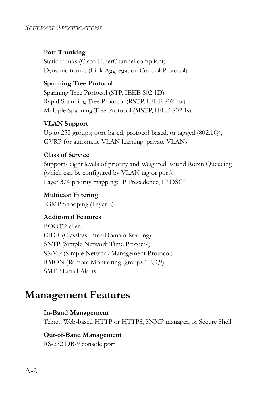 Management features | SMC Networks SMC TigerStack 1000 SMC8748M User Manual | Page 568 / 592