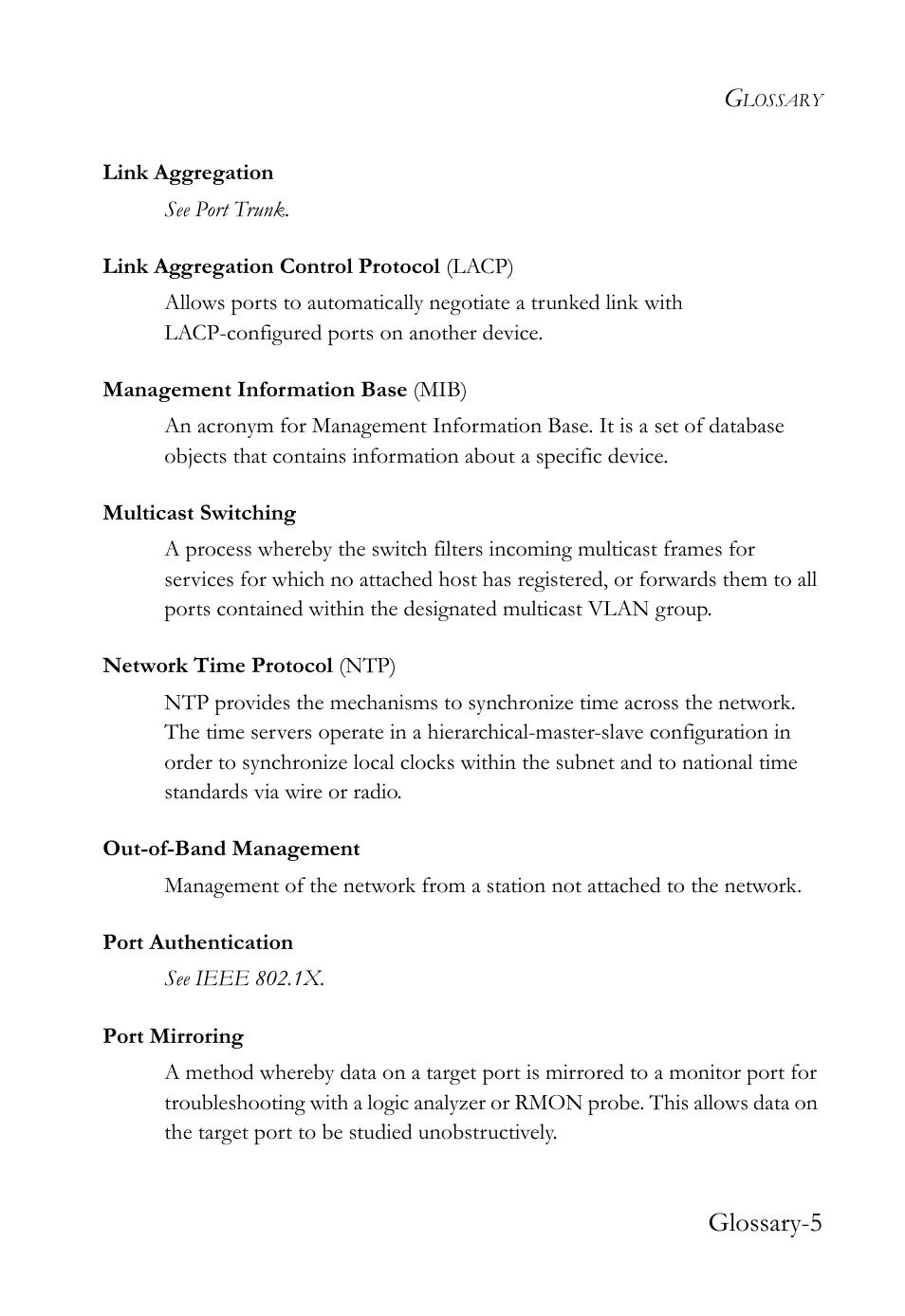 Glossary-5 | SMC Networks SMC TigerStack 1000 SMC8748M User Manual | Page 581 / 592