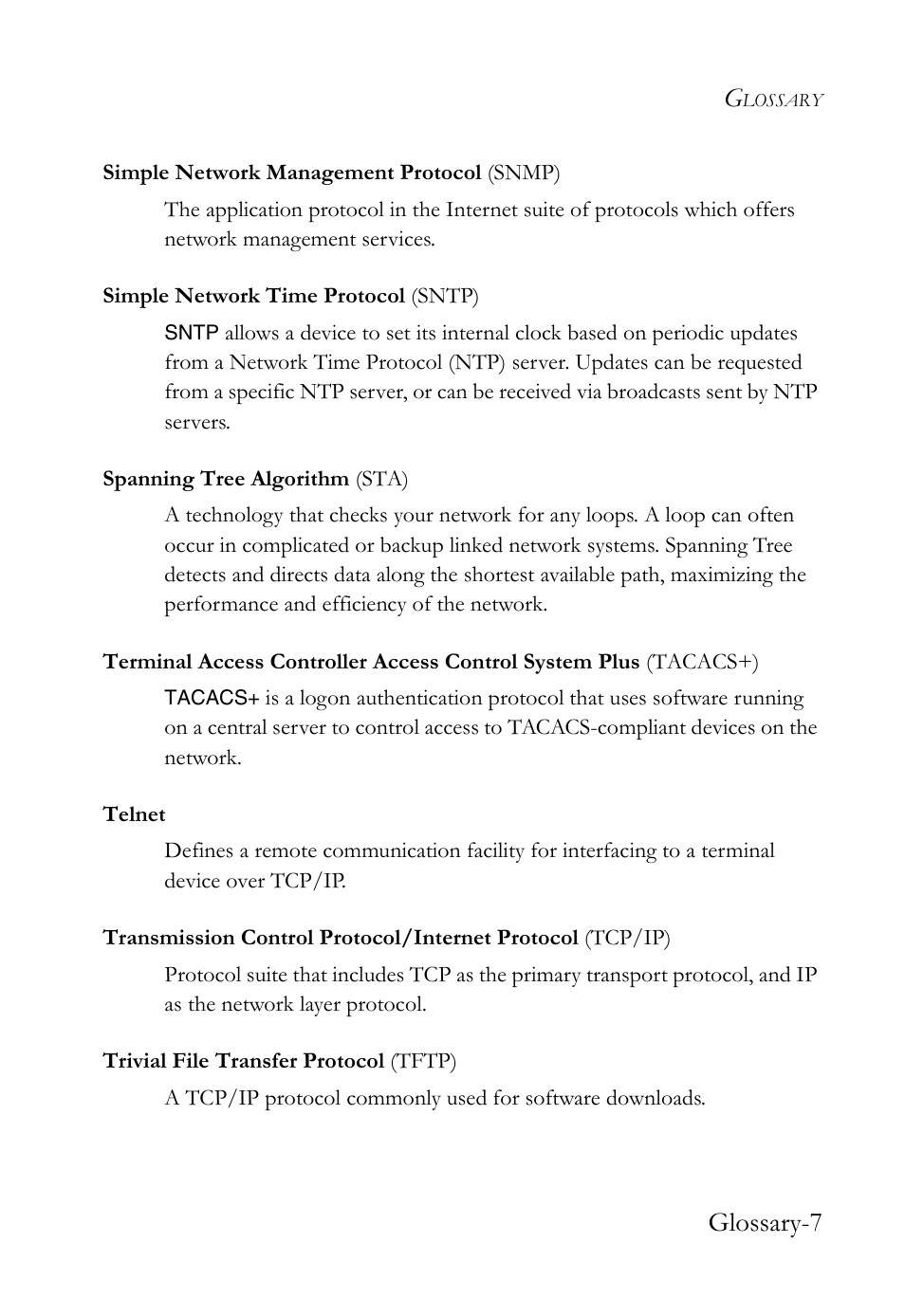 Glossary-7 | SMC Networks SMC TigerStack 1000 SMC8748M User Manual | Page 583 / 592