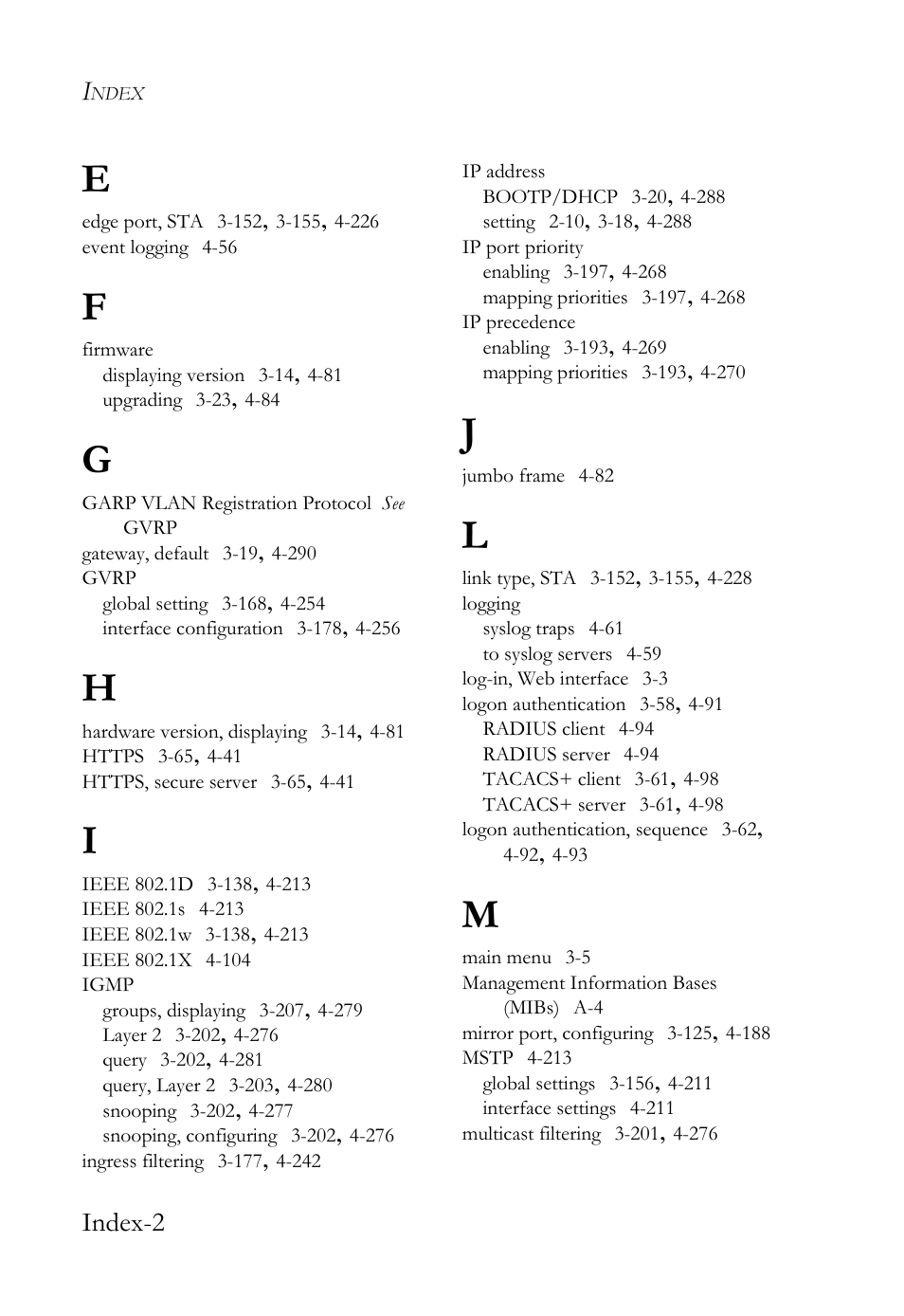 Index-2 | SMC Networks SMC TigerStack 1000 SMC8748M User Manual | Page 586 / 592