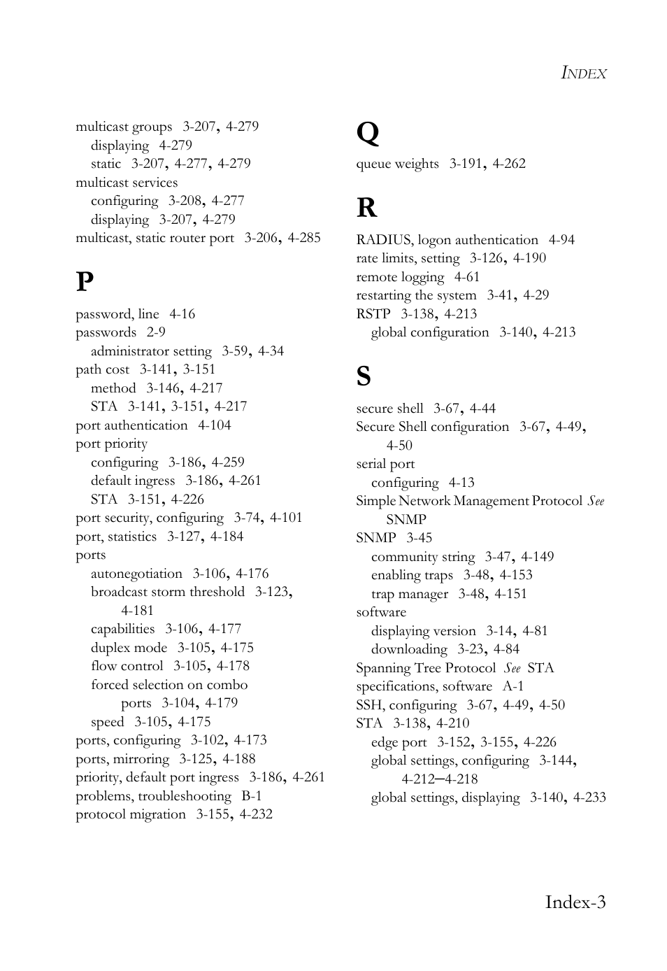 Index-3 | SMC Networks SMC TigerStack 1000 SMC8748M User Manual | Page 587 / 592