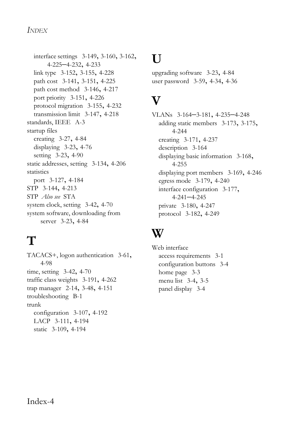 Index-4 | SMC Networks SMC TigerStack 1000 SMC8748M User Manual | Page 588 / 592